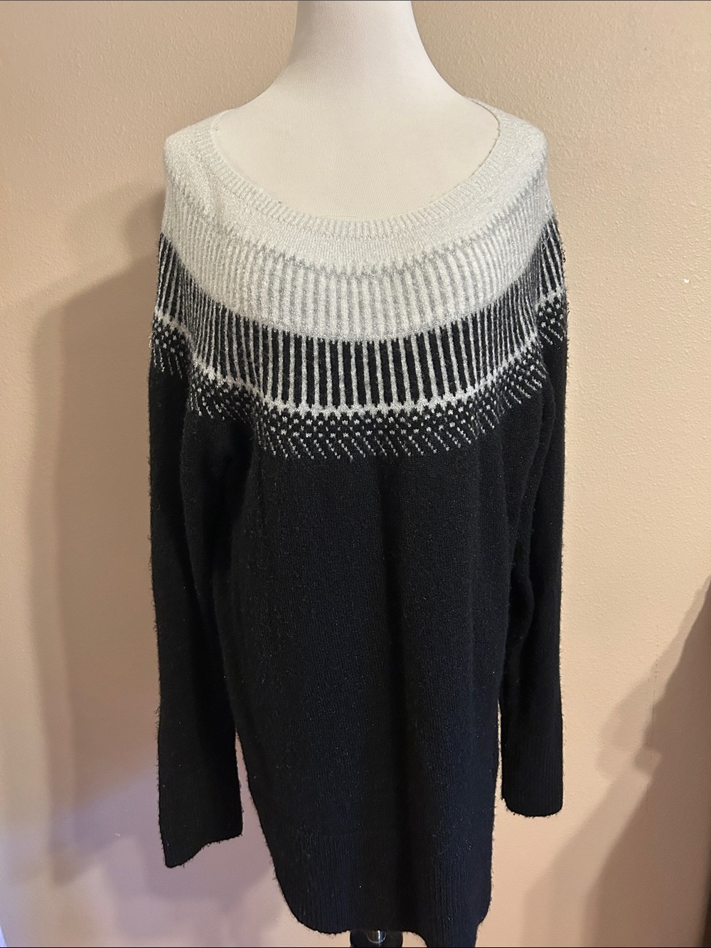 Apt. 9 Black and White Off-the-Shoulder Knit Sweater